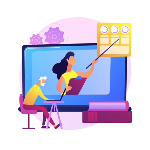 education older people senior couple people watching online courses